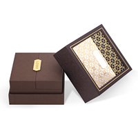 Personalizado asequible sólido de cuero de imitación pulsera de lujo de terciopelo claro Ventana de cartón rígido embalaje de papel regalo perfume conjunto caja