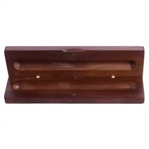 Customize Product Organizer Display Walnut Wooden Pen Gift Box Pen Holder For Office School Supplies