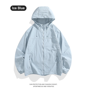 Veste coupe-vent respirante et imperméable de haute qualité avec capuche et fermeture éclair pour hommes et femmes en été en plein air - Product Image 2