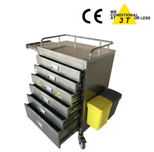 Carrello in acciaio inossidabile magnetico Non magnetico/per attrezzatura MR 1.5T e 3.0 T/con carrello di emergenza a 6 cassetti - Product Image 4