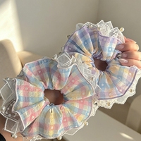 YAOYU Élastique à cheveux volumineux style coréen, couleurs macaron, pour filles, avec motif cœur et style français délicat, en caoutchouc