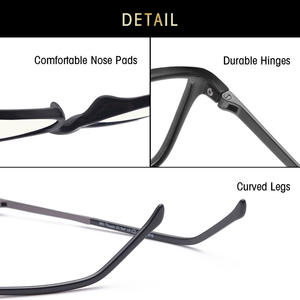 Lunettes carrées grises à monture métallique 5135, protection anti-lumière bleue, lunettes optiques unisexes - Product Image 2