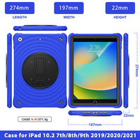 Pour iPad 10.2 pouces 9e 8e 7e génération étui en silicone robuste anti-chute pour tablette intégré dans une béquille rotative en direct
