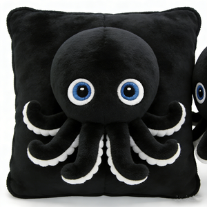 Customized Octopus plush pillow, Square octopus cushion, Black octopus <b>throw</b> pillow, Marine animal plush - Product Image 4
