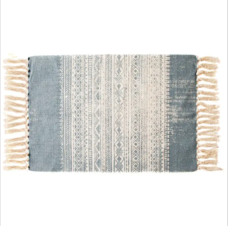 Cotone lino tessuto nappa tappeto arazzo con frange coperta decorativa runner da tavola di lusso