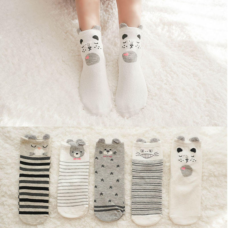 Factory Direct Wholesale Female's Autumn and Winter Socks New Korean Cartoon Socks Japanese Cute Low-cut Boat Socks
