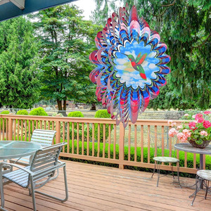 Sculptures éoliennes animées en forme d'oiseaux, cadeaux, sculptures éoliennes suspendues, sculptures éoliennes 3D en métal inoxydable pour la décoration extérieure du jardin - Product Image 2