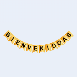 Guirlande de fête 'Bienvenidas' avec lettres dorées, noir, 14 pièces, 4M - Product Image 1