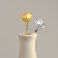 Broche en forme de fleurs de tulipe Rosaeflora "Love Muse", en argent sterling 925 véritable, bijoux fins, accessoires élégants