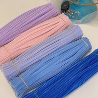 Aierflorist 500 pièces Tiges torsadées chenille ultra-denses couleur macaron pour DIY parent-enfant, brins floraux en fil chenille duveteux