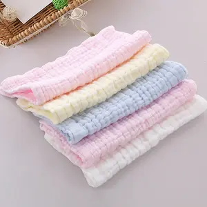 Petites serviettes de toilette jetables biologiques personnalisées pour bébés Produits de gros Chiffon de lavage pour bébé en mousseline