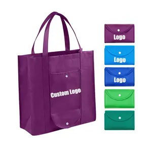 Custom Printed Logo Eco-Friendly Recycled PP Non Woven Rpet Coated Tote Foldable Reusable Grocery Shopping Bag