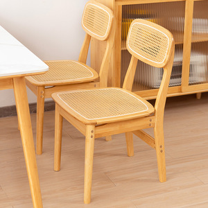 Rattan Dining Chair Japanese Style Minimalist Modern Backrest Chair For Home Small Apartment Nordic Design - Product Image 1