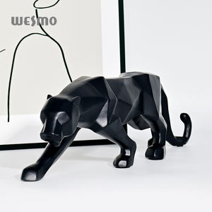 Scultura Leopardo in Resina Nera <span class=keywords><strong>Design</strong></span> Astratto Origami Statua Animale Moderna per Esposizione su Tavolo da Reception Hotel o Ufficio - Product Image 3