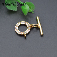 Nouveauté plaqué or CZ en laiton pavé rond OT fermoir de connecteur à bascule pour bricolage chaîne collier faisant accessoire