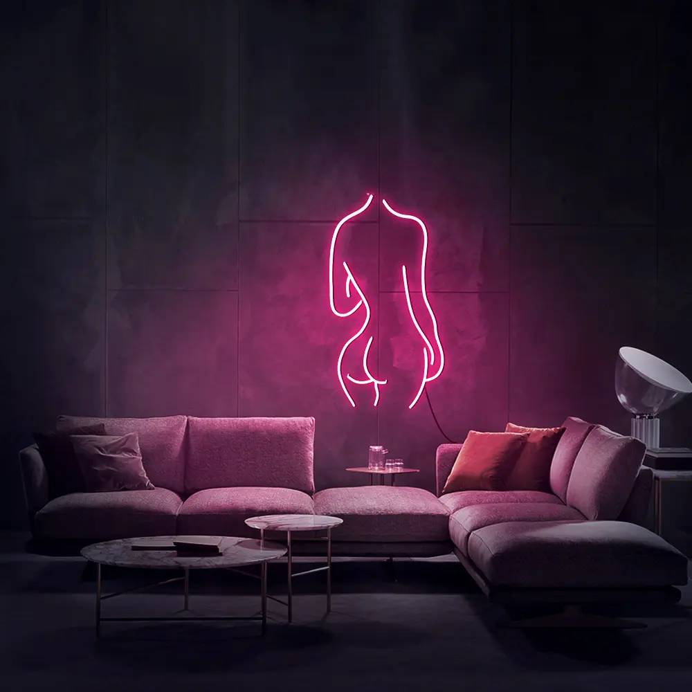 Rebow personalizado 12v acrílico letras nuas menina led neon sinal decorativo mobília da sala de estar