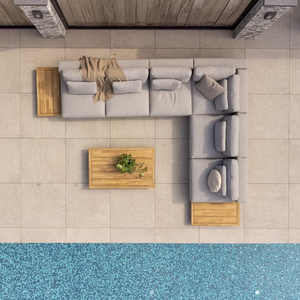 Canapé d'extérieur en bois massif pour salon de jardin, style moderne indonésien - Product Image 1