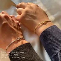 Bracelet à breloques en acier inoxydable doré et argenté EMANCO, chaîne fine en forme de nœud classique, cadeau pour femme