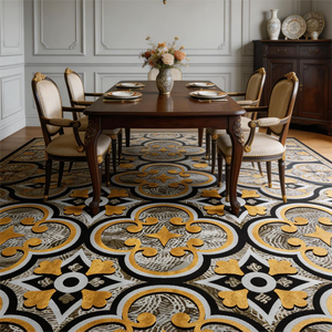 Tapis modulaire en nylon imprimé de style <span class=keywords><strong>baroque</strong></span> élégant, design moderne à feuilles d'or, dalles de moquette souples pour bureaux et villas de luxe - Product Image 3