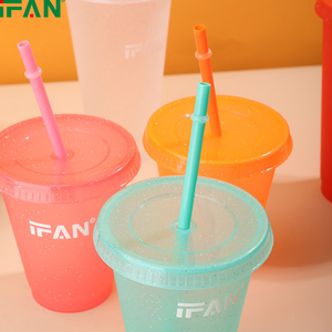 Ifan Đầy Màu Sắc Lạnh Cup Bpa-Miễn Phí Nhựa Cốc Cà Phê Để Đi Cốc Với Nắp Cho Các Bên Cho Người Lớn Rơm Loại Hoạt Động Ngoài Trời - Product Image 5