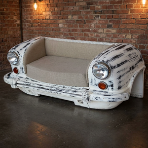 INDUSTRIAL & VINTAGE IRON <b>ANTIQUE</b> OLD AUTOMOBILE CAR DESIGN LIVING ROOM <b>SOFA</b> HOME FURNITURE FARMHOUSE - Product Image 2