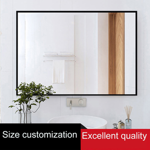 <span class=keywords><strong>Miroir</strong></span> de salle de bain rectangulaire <span class=keywords><strong>grand</strong></span> <span class=keywords><strong>format</strong></span> à cadre noir, <span class=keywords><strong>miroir</strong></span> décoratif mural horizontal pour vanité - Product Image 2
