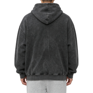 Sudadera con capucha vintage para hombre al por mayor, con cremallera completa, personalizable, de peso pesado, oversize, con lavado ácido, estilo streetwear TKAN9118 - Product Image 3