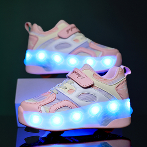 Chaussures à roulettes lumineuses avec <span class=keywords><strong>4</strong></span> <span class=keywords><strong>roues</strong></span> rétractables pour enfants Chaussures à roulettes pour enfants - Product Image 5