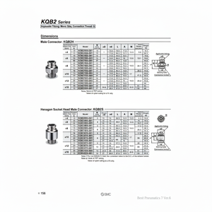 Raccords à touche unique en métal SMC Pneumatics KQB2H04-G02 pièces pneumatiques - Product Image 1