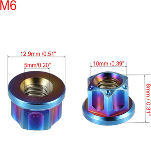 Tobo 6 cái bu lông mặt bích 1.0mm bằng hợp kim Titan M6 đai ốc mặt bích bằng titan - Product Image 3