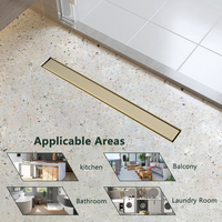 Drain de douche invisible en or brossé de 28 pouces, drain linéaire de luxe en acier inoxydable à insérer dans les carreaux pour salle de bain de villa personnalisée