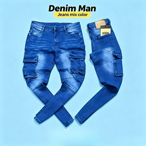 Pantalones <span class=keywords><strong>vaqueros</strong></span> de mezclilla oscuros <span class=keywords><strong>elásticos</strong></span> casuales de corte recto para <span class=keywords><strong>hombre</strong></span>, surtidos, <span class=keywords><strong>tallas</strong></span> 30-36, al por mayor, en stock, 7.5 dólares NMR014 - Product Image 2