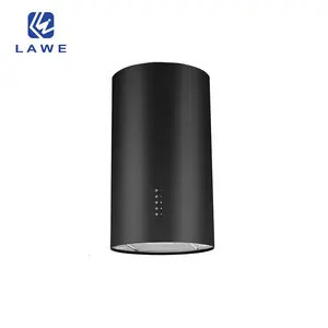 Vendita direttamente cappa da cucina elettrodomestico nero colore rotondo installazione a soffitto gamma isola cappa con luce a LED