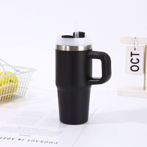 Car Travel Tumbler <b>Mug</b> 14oz with Handle Insulated Double Wall Vacuum Lid Straw Anti-Slip Base - Product Image 1