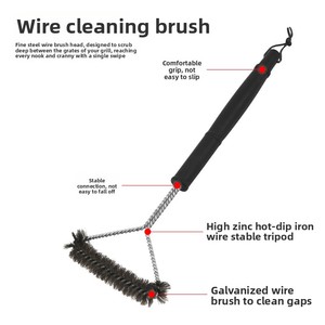 Brosse de nettoyage pour barbecue en fil d'acier inoxydable 201, style américain, modèle 0008, avec manche en PP, résistante aux hautes températures, vente en gros usine - Product Image 3