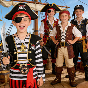 Conjunto de Disfraz de Capitán Pirata de Lujo para Niños Pequeños, Traje de Halloween con Pantalones y Mono - Product Image 5