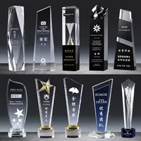 Trofeo de cristal de varios tamaños, trofeo de cristal de mano fina personalizado en blanco