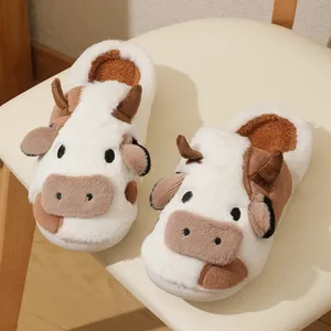 Pantuflas Unisex <span class=keywords><strong>de</strong></span> Invierno para Interiores, Diseño <span class=keywords><strong>de</strong></span> Vaca <span class=keywords><strong>de</strong></span> Dibujos Animados, Antideslizantes, <span class=keywords><strong>de</strong></span> Algodón, con Punta Cerrada, para Parejas - Product Image 3