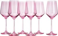 Ensemble de verres à vin colorés 2023 Style italien, lot de 6 magnifiques verres à vin à tige haute, rose Blush