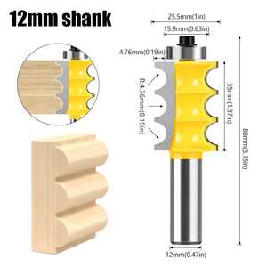 Vástago <span class=keywords><strong>triple</strong></span> de 1/4 "y 1/2" y <span class=keywords><strong>triple</strong></span> <span class=keywords><strong>flauta</strong></span> de 2 bits, brocas de enrutador de moldeo grandes, juego de brocas de enrutador de cuchillo de línea para madera - Product Image 3