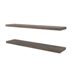 Greer Floating Shelf In Melamine Dark Brown X2 Wall Display Shelves - Product Image 3