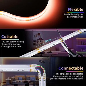 Tira de Luces LED RGB CCT FCOB de 6 Pines y 12 mm, 24 V CC, 840 LED, RGB CW WW FOB, Luces Lineales COB Flexibles - Product Image 4