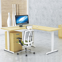 Bureau d'angle moderne électrique à 3 pieds en forme de L, réglable en hauteur, extensible, pour ordinateur, avec cadre de bureau de direction intelligent