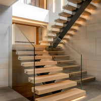 Escalier intérieur moderne sur mesure CBMMART en métal, verre, fer et aluminium avec monopoutre en U