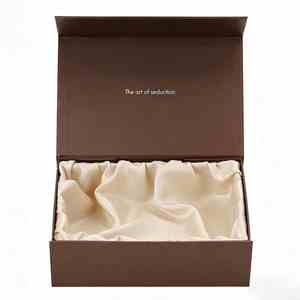 Caja Magnética Plegable Marrón Personalizada, Caja de Embalaje Rígida para Joyería, Cajas de Papel con Forro de Satén y Patrón en Relieve, Venta al Por Mayor - Product Image 3