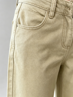 Jeans pour femmes de style streetwear, personnalisés en usine, à jambe large, couleur unie, coupe ample, respirants, taille basse, couleur kaki, grandes tailles