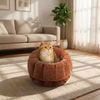 Lit pour chat en forme de donut apaisant convertible, certifié BSCI et OEKO-TEX, lavable, écologique, nid douillet pour animaux de compagnie