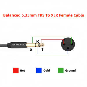 Cable de audio estéreo macho de 6,35 mm a XLR hembra chapado en oro para conexión de micrófono y amplificador. - Product Image 3
