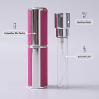 Vente en gros d'atomiseurs de parfum en cuir PU cylindriques de 8 ml, design torsadé, mini flacon rechargeable, logo personnalisé, parfum portable