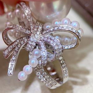 Anillo de Perlas de Nácar Blanco Australiano de 12-11 mm, Calidad 925, con Incrustaciones de Luz de Espejo Impecables en la Parte Delantera, para Industria Pesada - Product Image 3